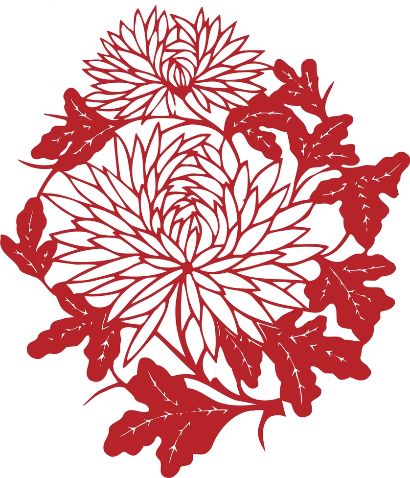 中国风传统民俗吉祥喜庆镂空剪纸窗花图案插画AI矢量PNG设计素材【177】